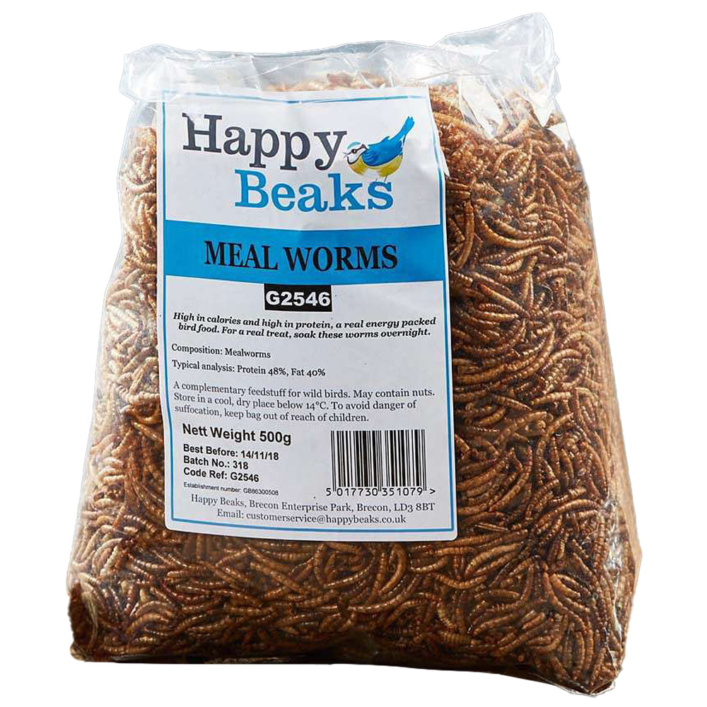 Happy Beaks Meal Worms Bag Bird Food 500g Image 1