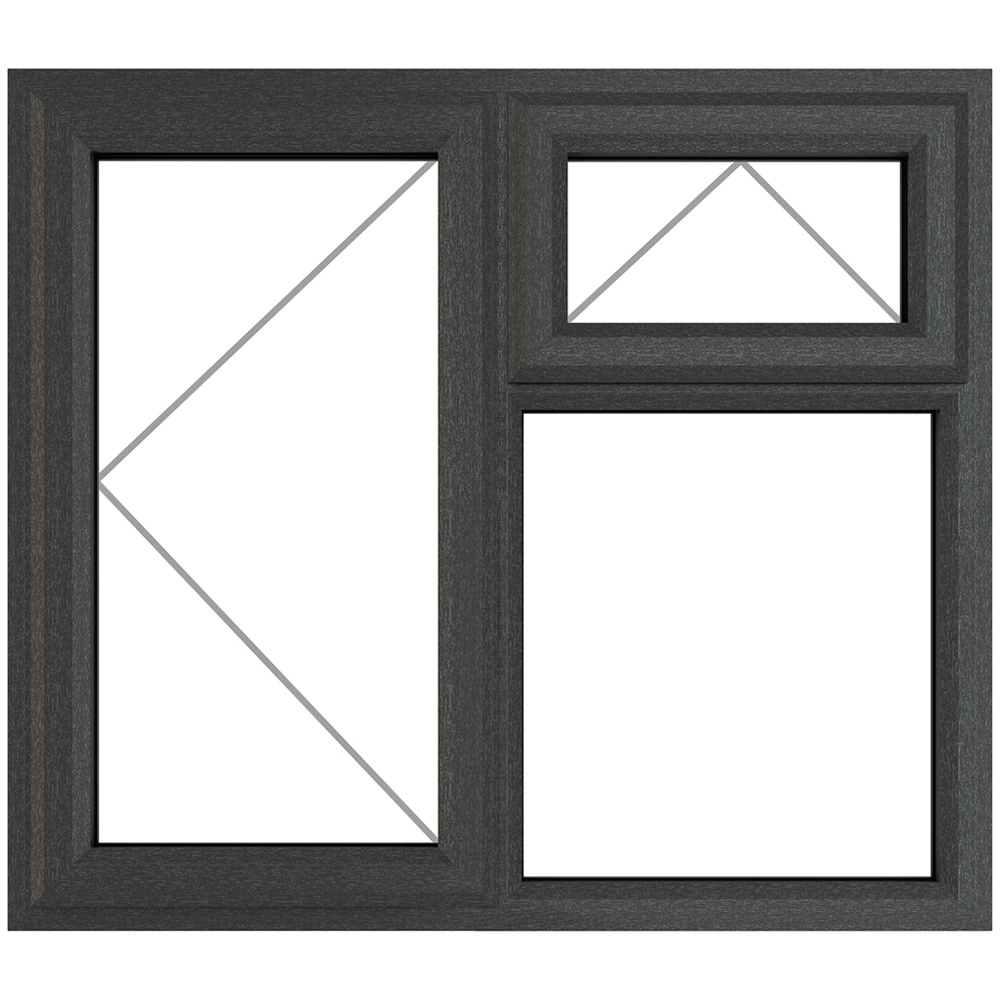 Crystal uPVC Triple Glazed Window LH Side Hung and Top Opener Grey White Clear Glass 1190x1190mm Image 2