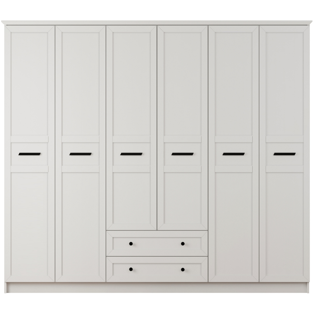 Evu DAISY XL 6 Door 2 Drawer White Wardrobe Image 3