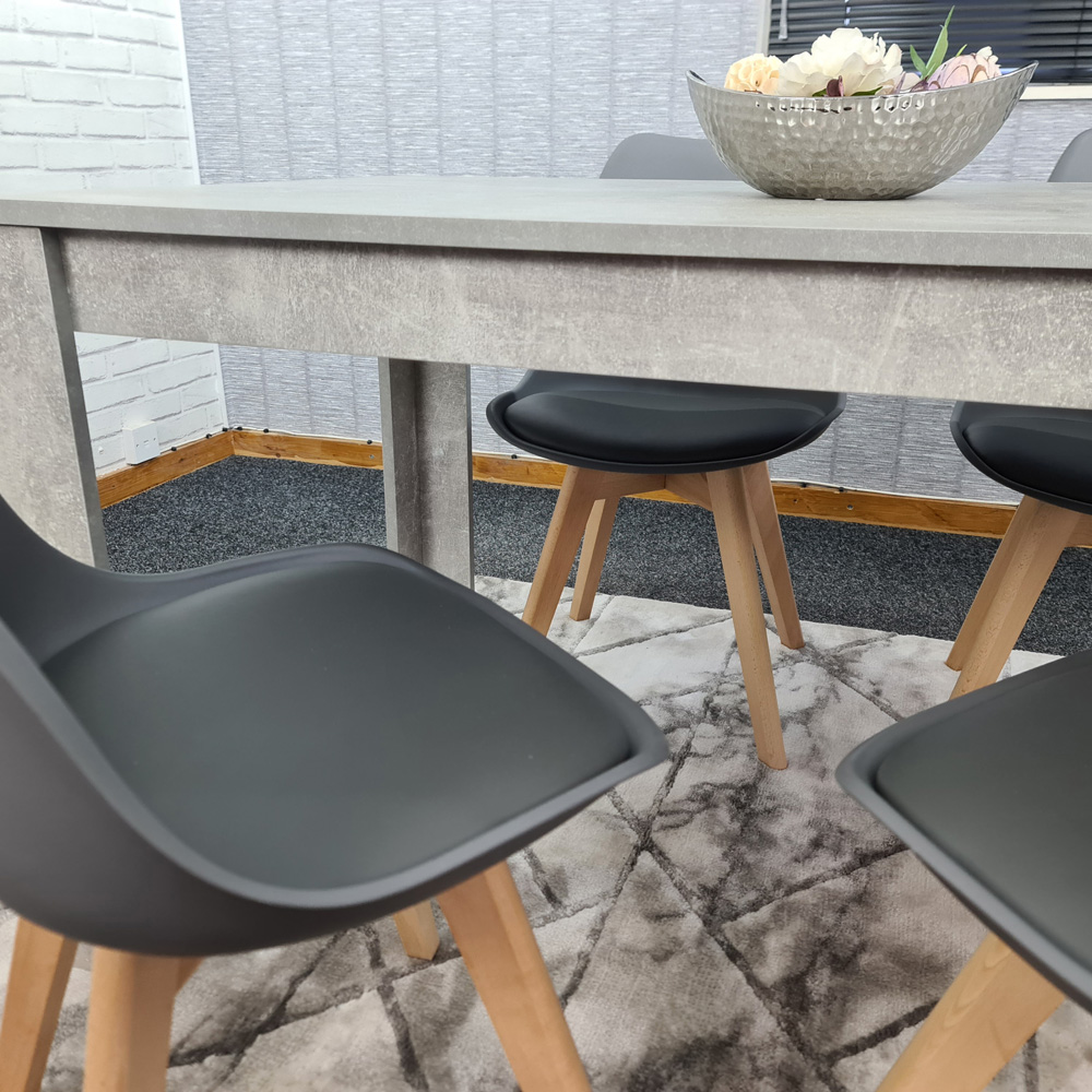 Portland Plastic Leather 4 Seater Dining Set Stone Grey and Grey Image 2