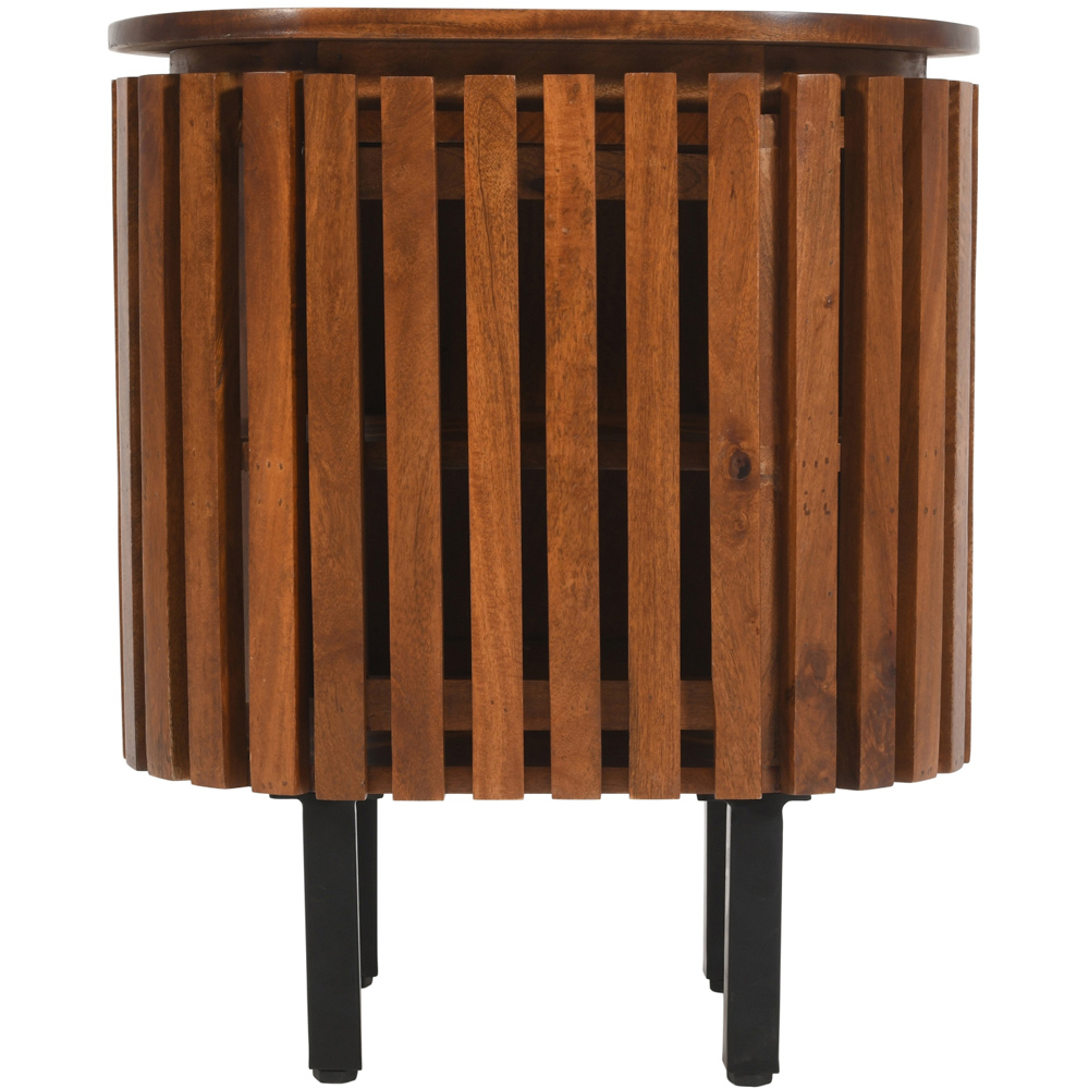 Brooklyn Slatted Single Door Mango Wood Bedside Table Image 3