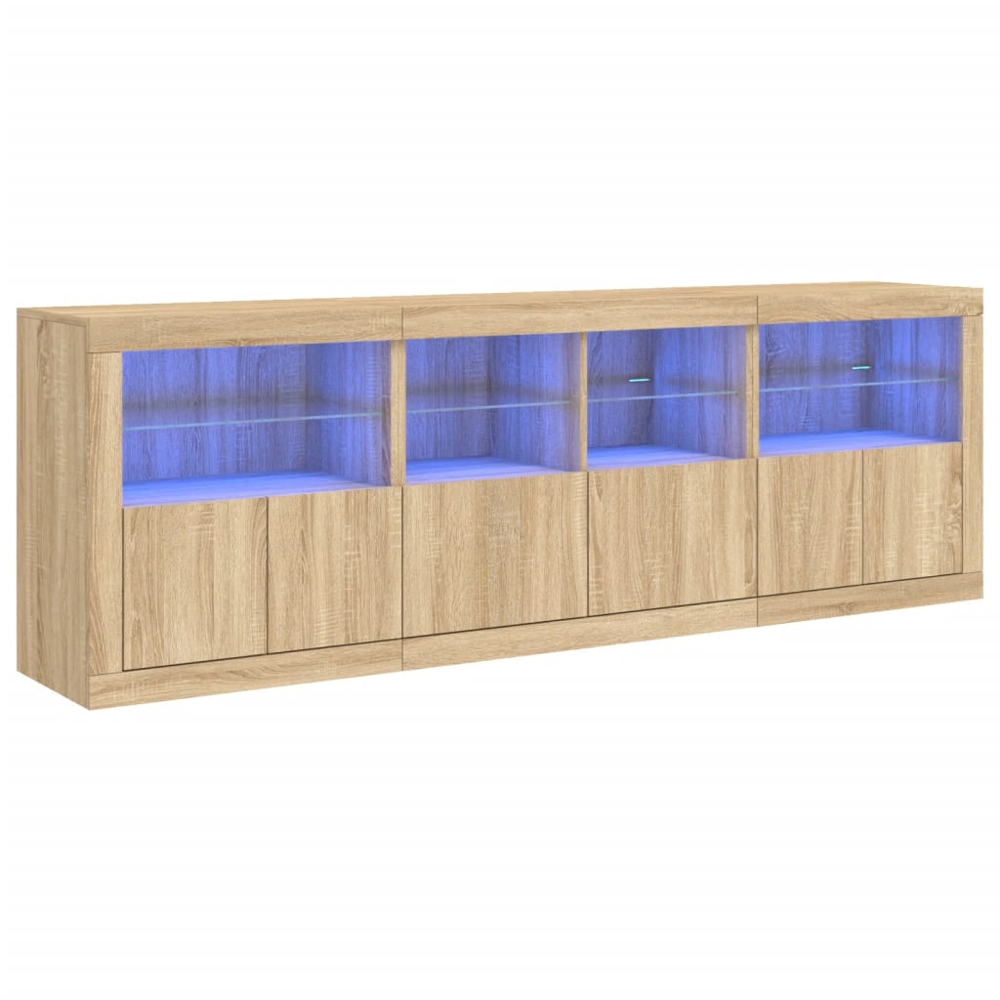 vidaXL 6 Door 8 Shelf Sonoma Oak LED Sideboard 3 Piece Image 2