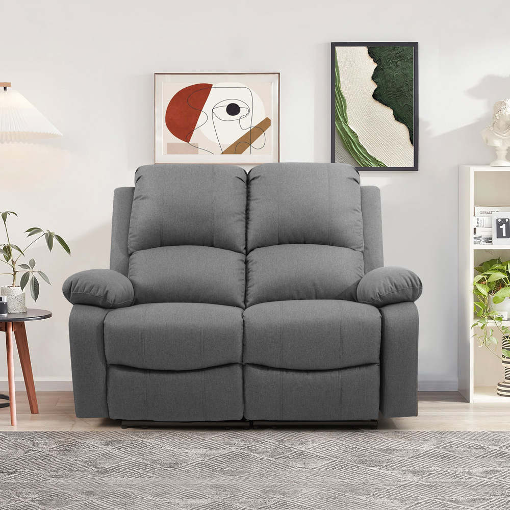Comfy Living 5 Seater Light Grey Linen Electric Recliner Sofa Set Image 6