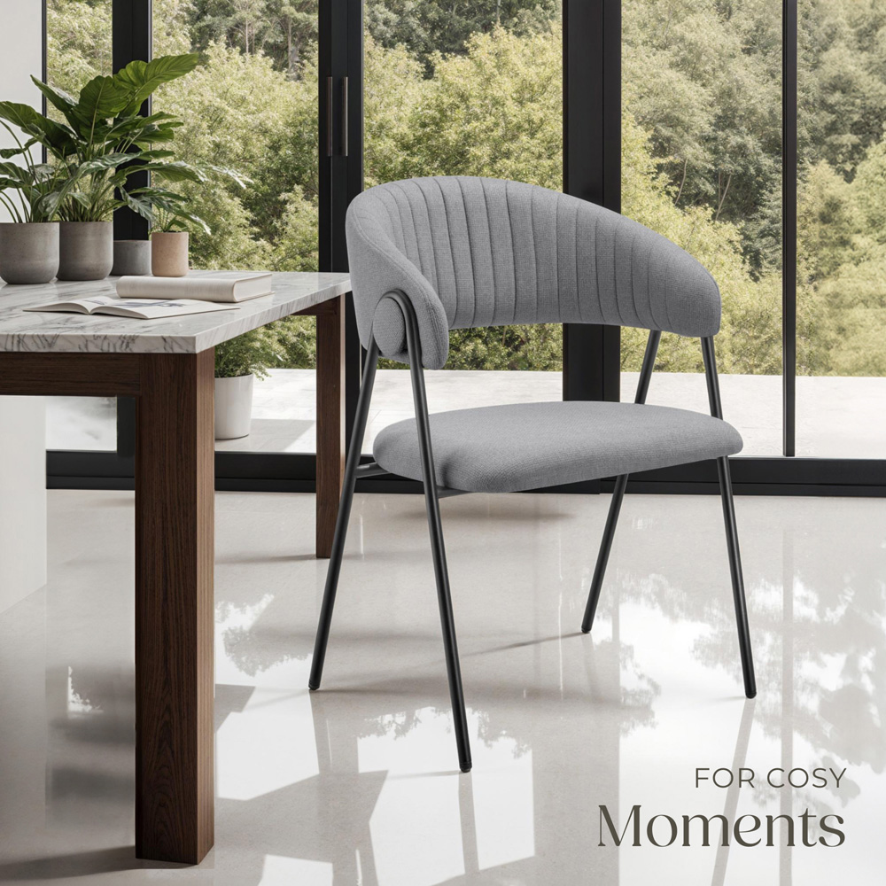 tectake Bedano Set of 6 Grey Dining Chair Image 3