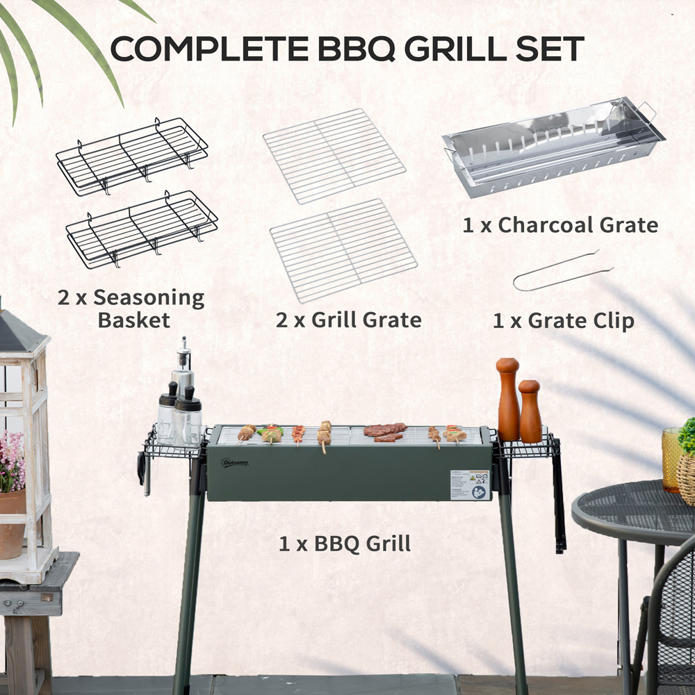 Outsunny Green Portable Charcoal BBQ Grill Image 4