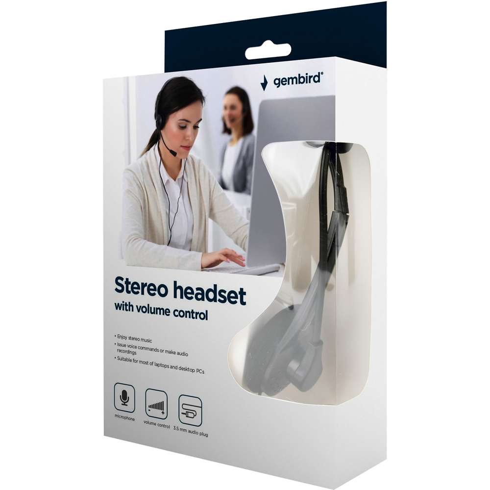 Gembird Black Stereo Headset with Mic and Volume Control Image 3