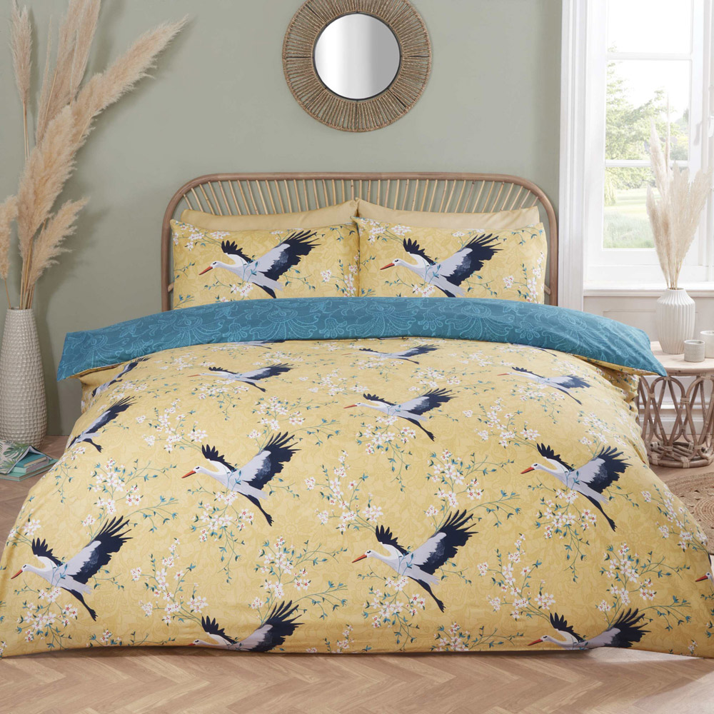 Rapport Home Cranes Single Ochre Duvet Set  Image 1