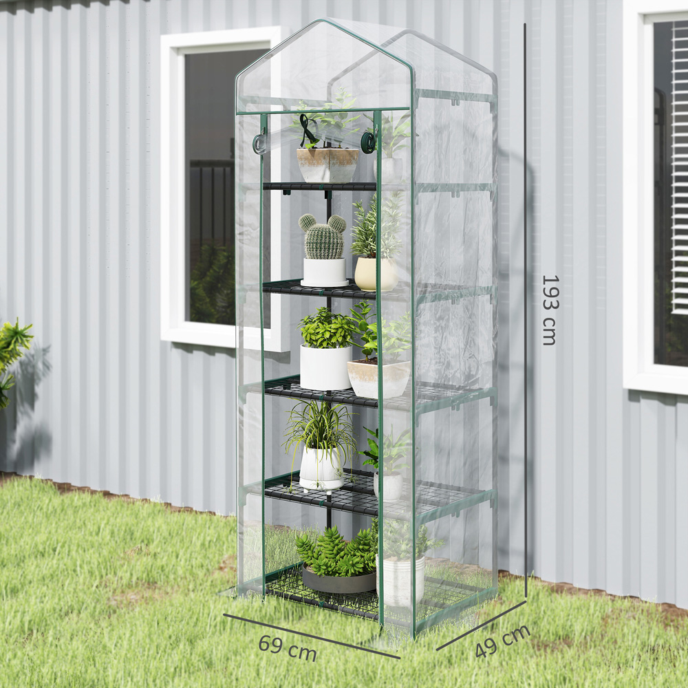 Outsunny Green 1.6 x 2.3ft 5-Tier Mini Greenhouse Image 8