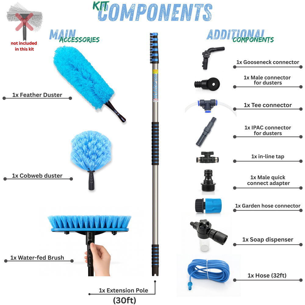 IGAD Pole Water-Fed Extension Pole Cleaning Kit with Duster and Soap Dispenser 9m Image 8