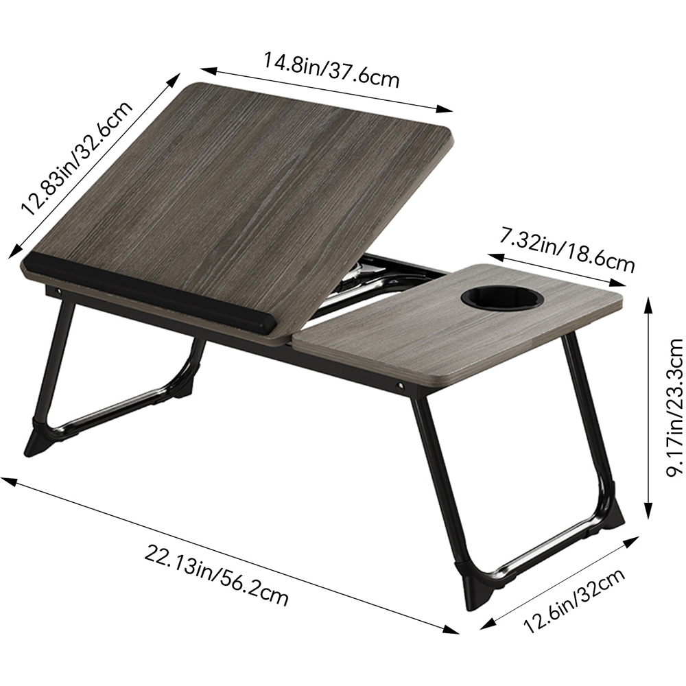 Living and Home Grey Wood Grain Foldable Laptop Bed Table Image 8