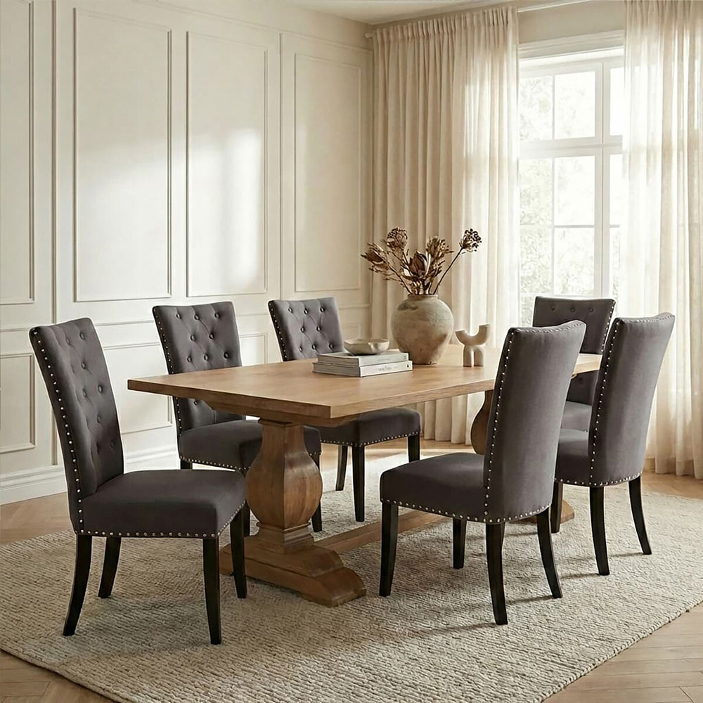 Premier Housewares Regents Park Grey Cotton and Linen Dining Chair Image 3