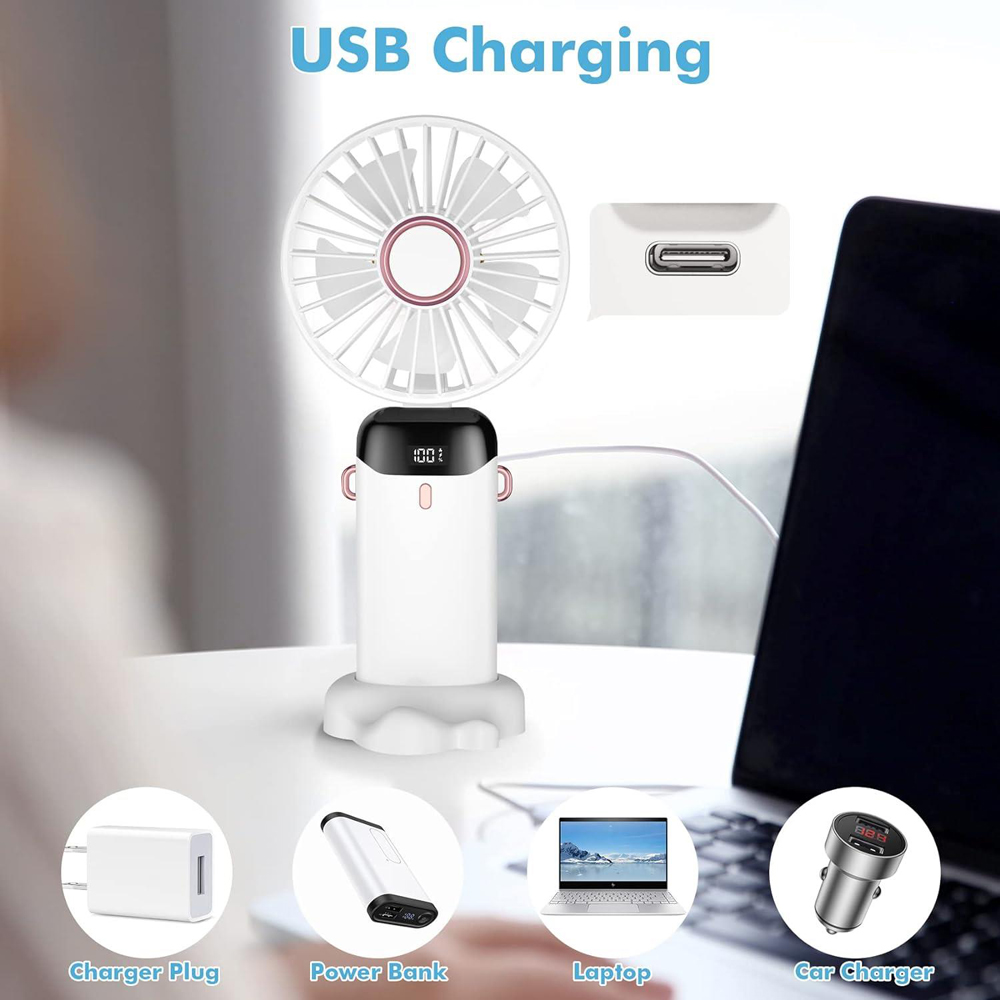 Dyzi 2 in 1 White Portable Mini Handheld Fan Image 4