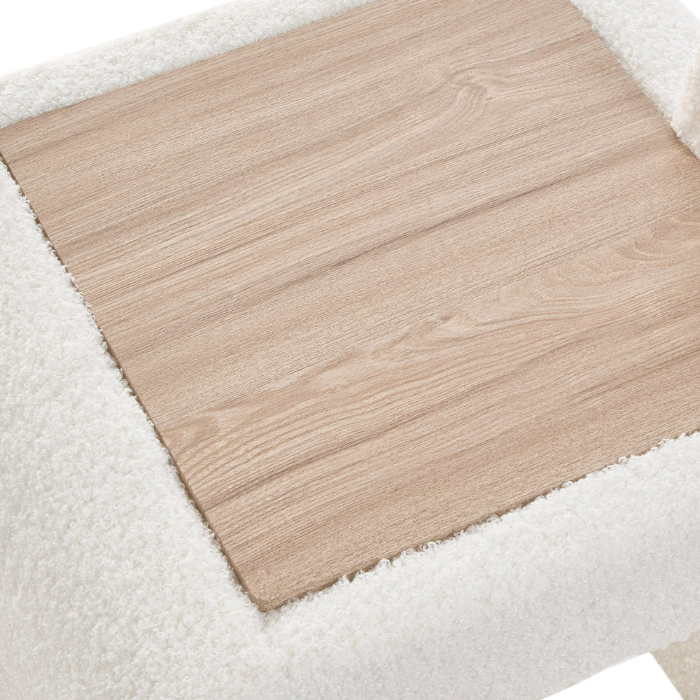 Living and Home White Sealette U-Shaped Footstool with Reversible Tabletop Image 5