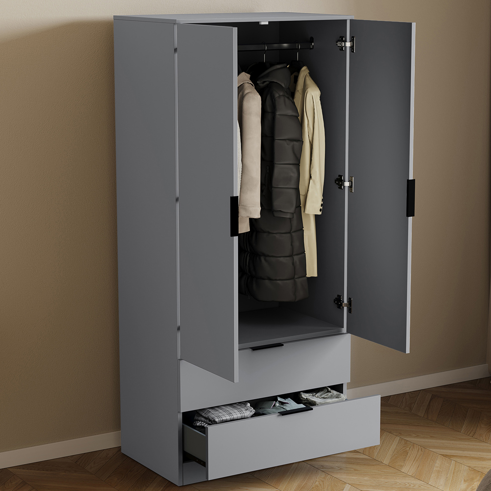 VIDA DESIGNS Trega 2 Drawer 2 Door Grey Wardrobe Image 4