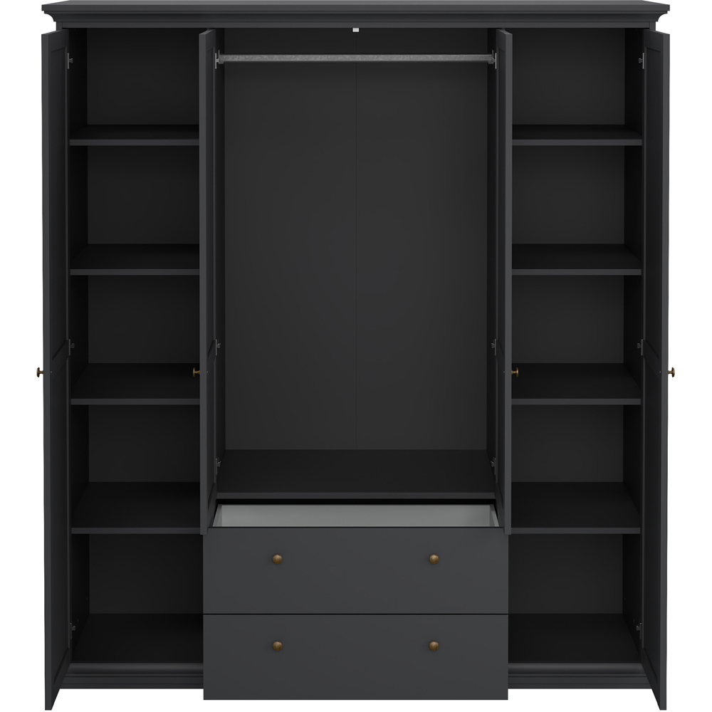 Florence Paris 4 Door 2 Drawer Matt Grey Wardrobe Image 4