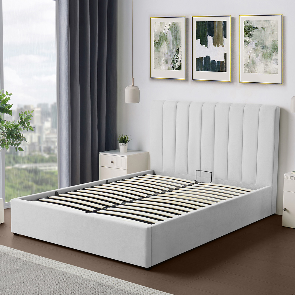 Brooklyn Evelynne Double Light Grey Linen Ottoman Bed Image 5