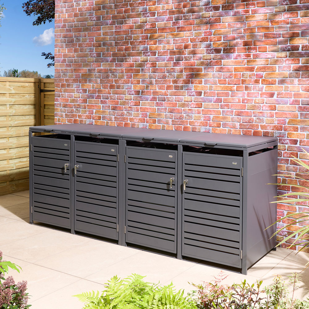 Rowlinson Chelsea Anthracite 4 Wheelie Bin Store Image 3
