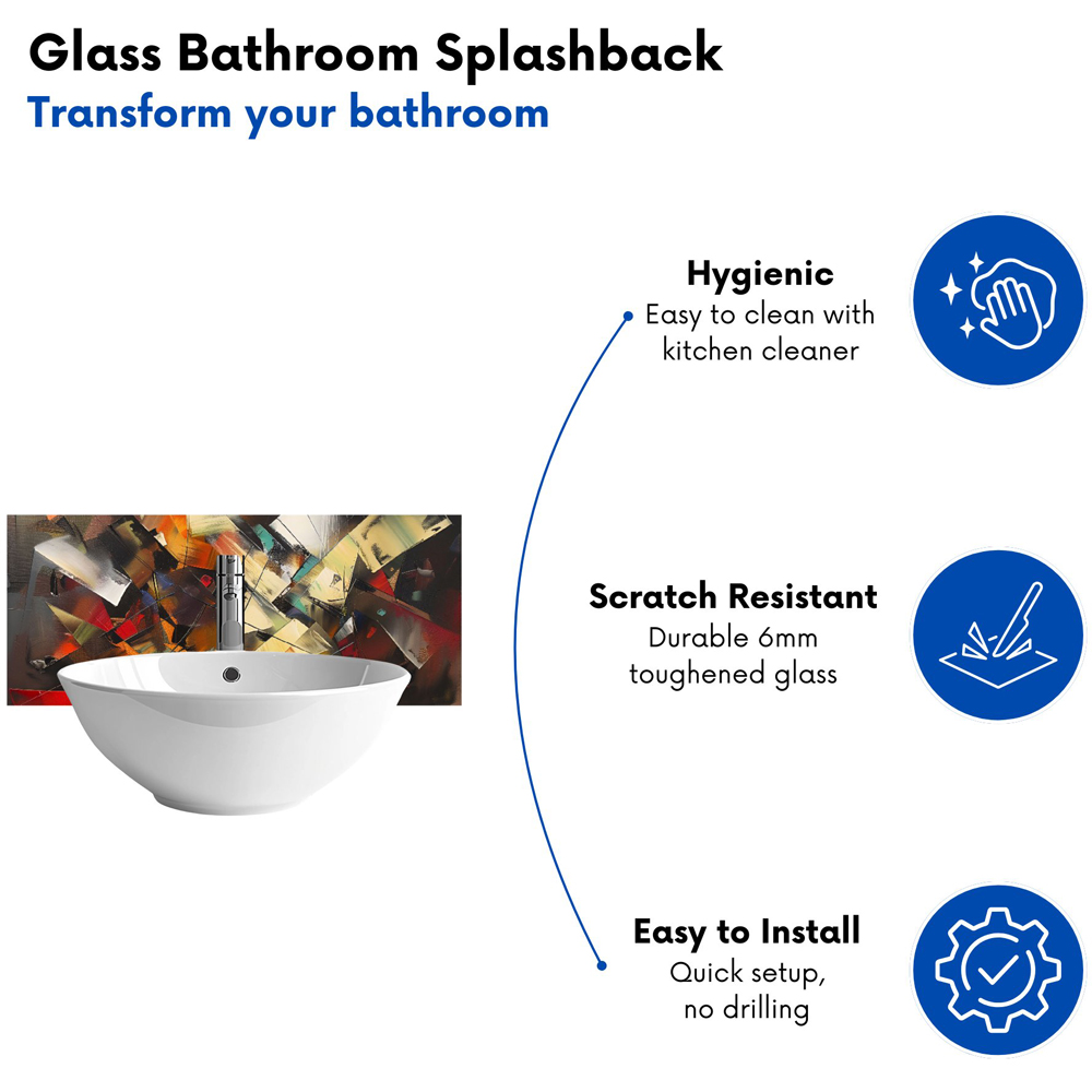 Warren Reed Designer Dynamic Chaos Energy Unleashed Glass Bathroom Splashback 25 x 60cm Image 4