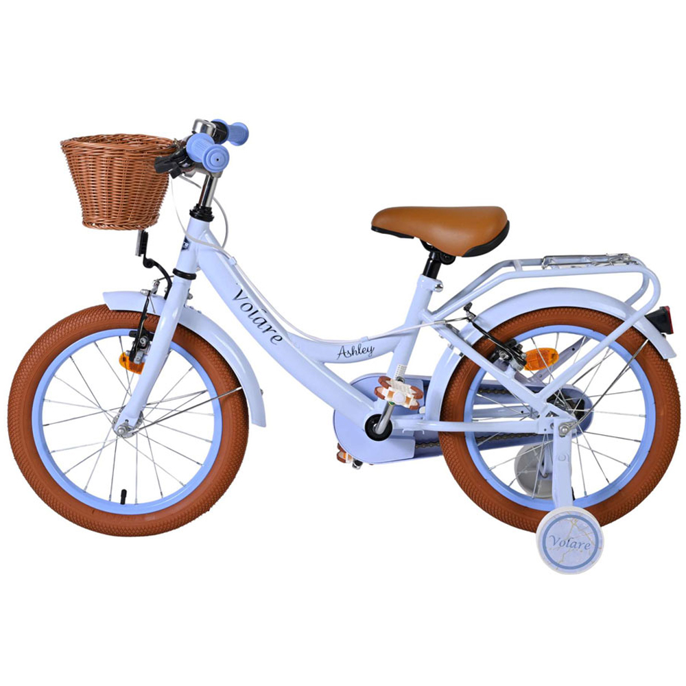 Volare Ashley Kids 16 inch Pink Pastel Bike with Stabilisers Rack and Basket Image 5