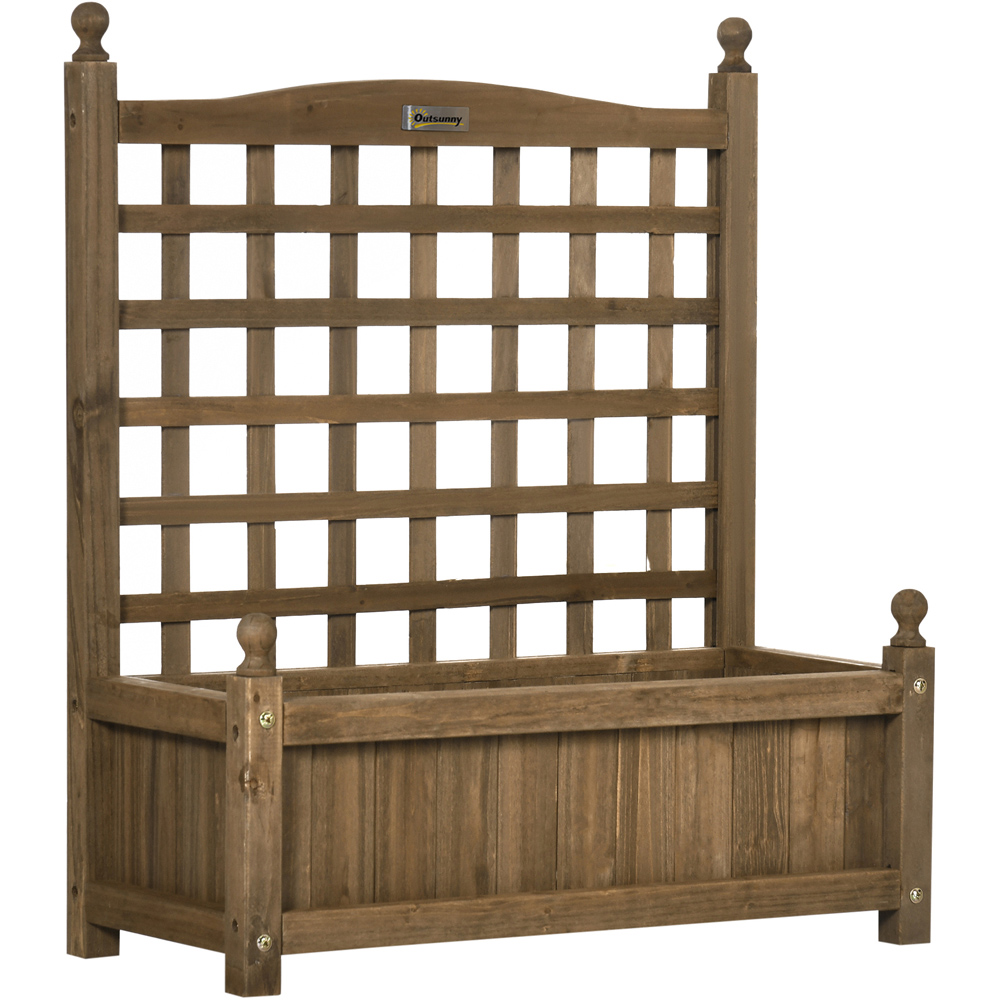 Outsunny Brown Raised Garden Bed Planter with Trellis 75 x 28 x 64cm Image 4
