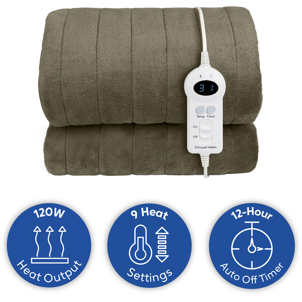 Russell Hobbs Green Sherpa and Microfleece Heated Throw with Controller 130 x 180cm Image 7