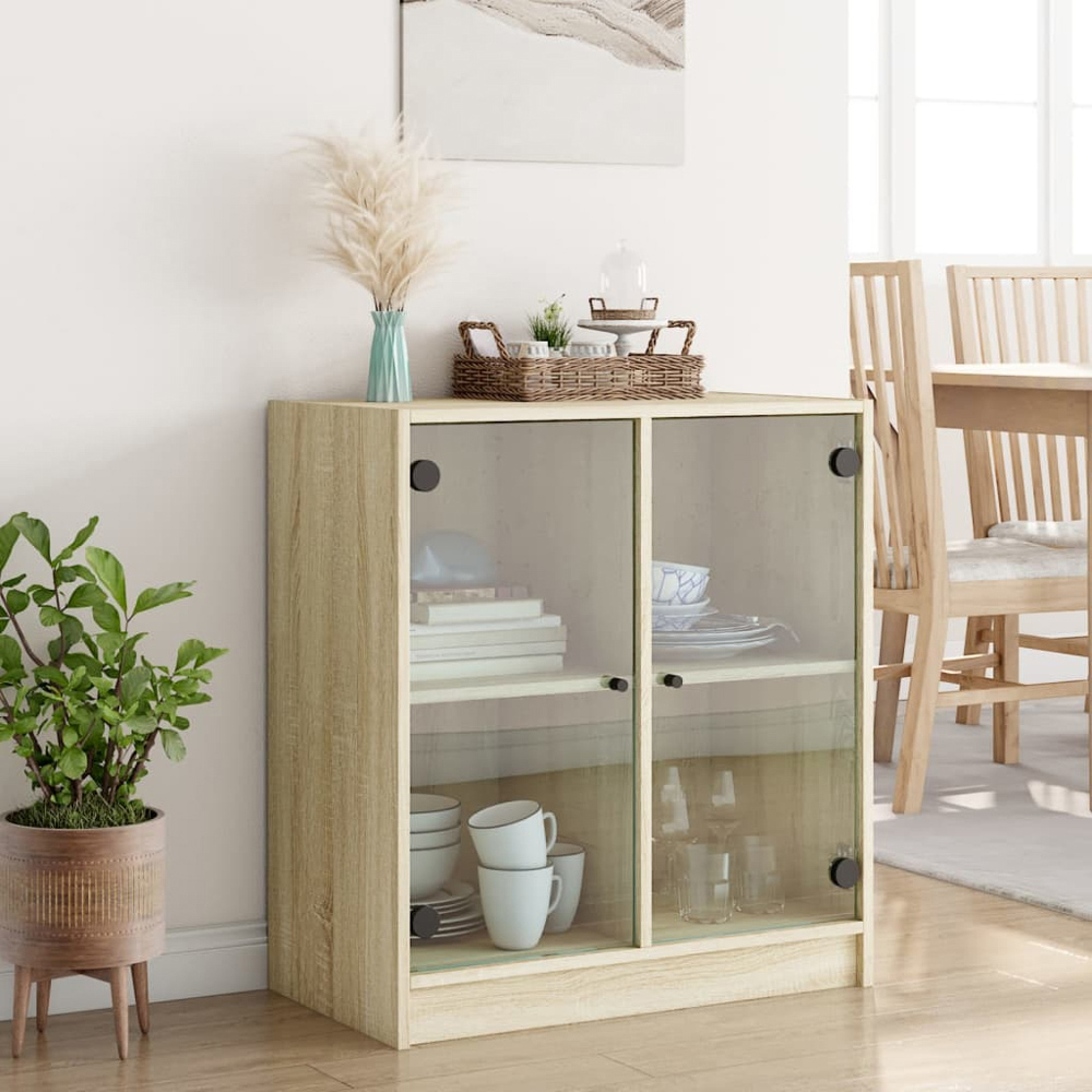vidaXL 2 Door Oak Side Cabinet Image 9