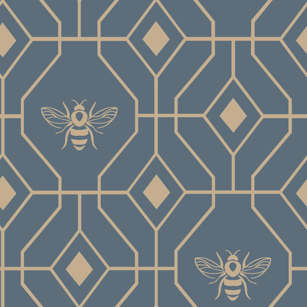 furn. Bee Deco Double French Blue Duvet Set Image 4