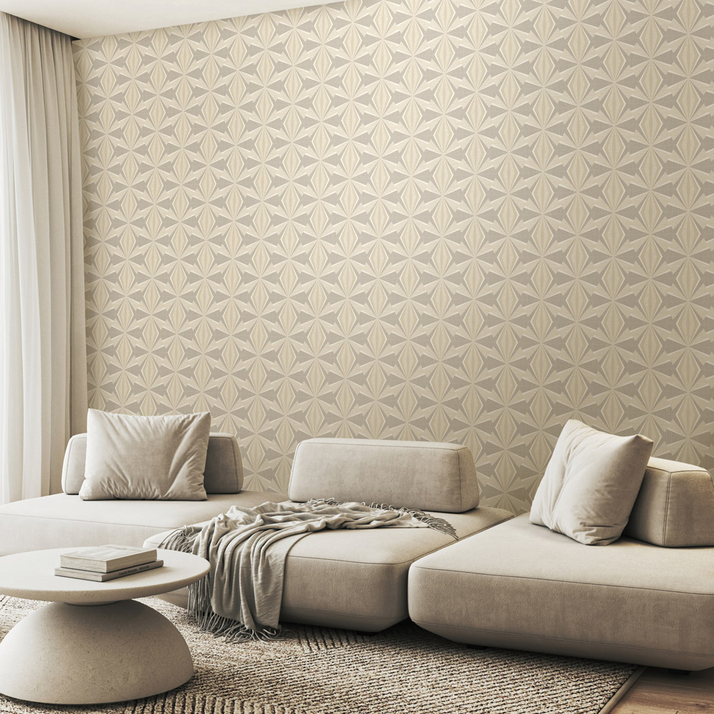 Hoopla Walls Sunray Diamond Warm Grey Non Woven Wallpaper Image 2