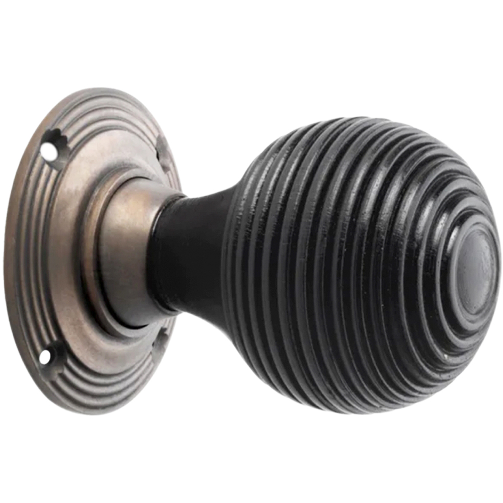 Spira Brass Matt Antique Ebonised Beehive Rim and Mortice Door Knob 2 Pack Image 3