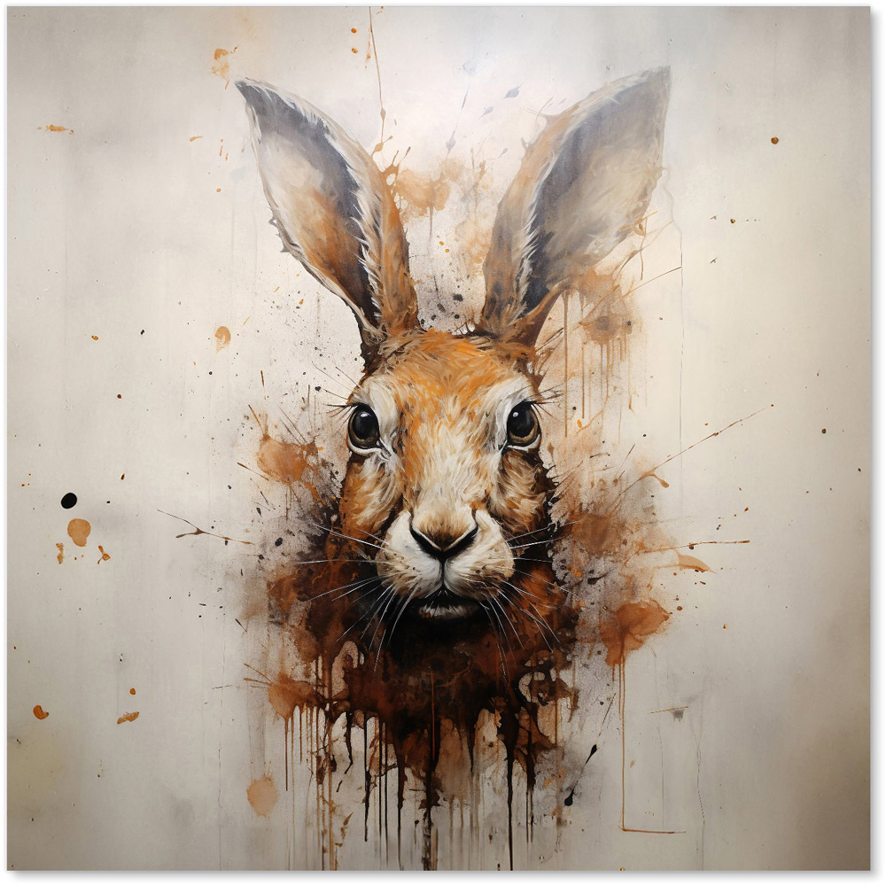 Warren Reed Designer Watercolour Hare Face Glass Kitchen Splashback 60 x 60cm Image 2