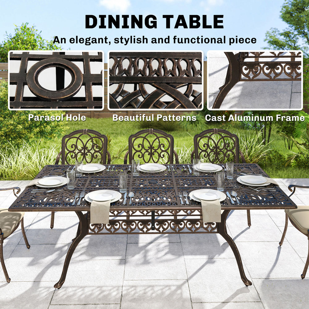 Outsunny 8 Seater Butterfly Motif Garden Dining Set with Cushions Bronze Tone Image 5