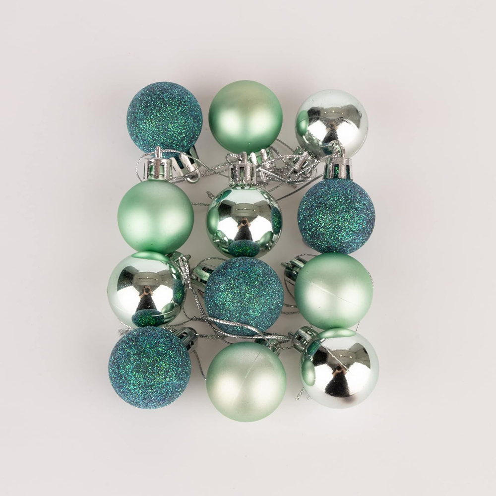 Shatchi 3cm Turquoise Shatterproof Christmas Baubles 24 Pack Image 5