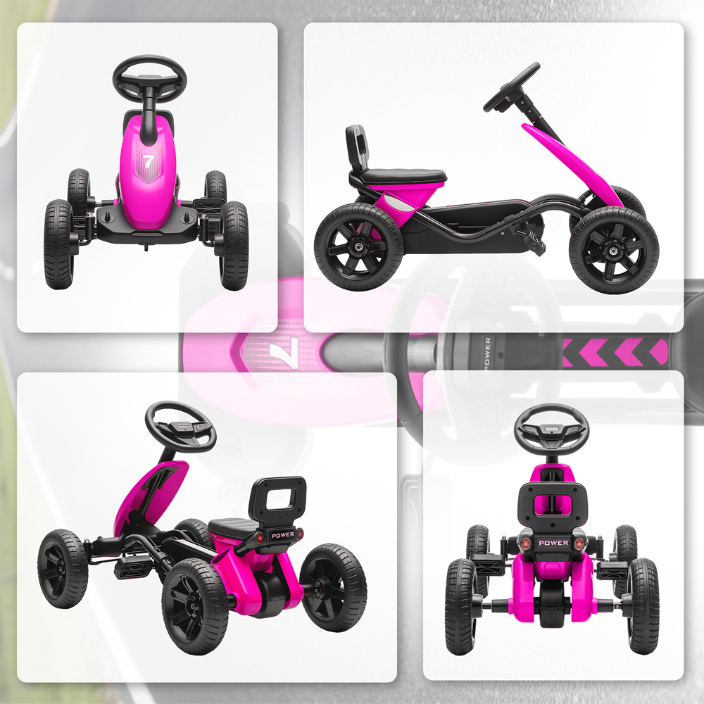 Tommy Toys Kids Pedal Go Kart with Silent EVA Wheels Pink Image 8