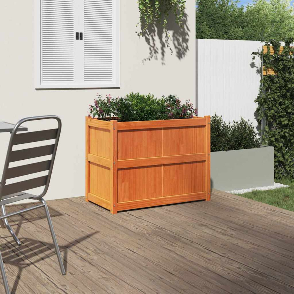 vidaXL Brown Solid Pine Wood Garden Planter 70 x 90 x 50cm Image 2
