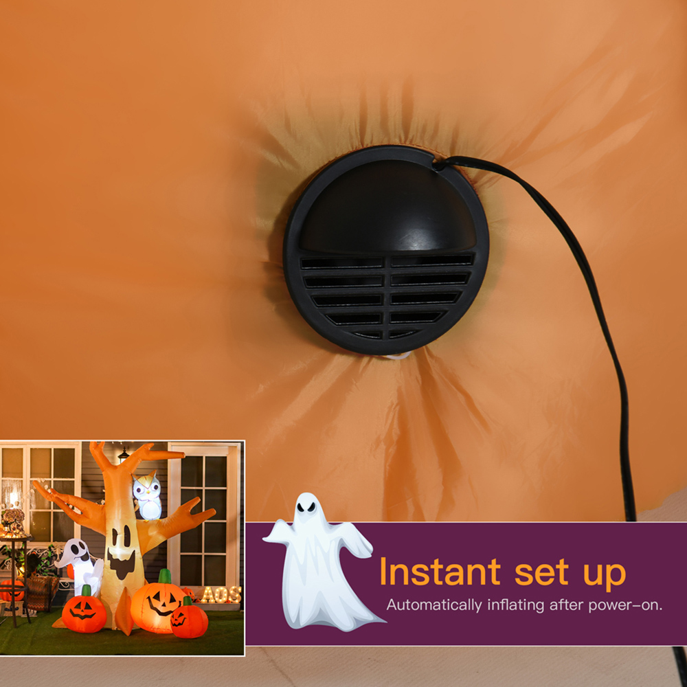 HOMCOM Halloween Inflatable Ghost Tree with Owl and Pumpkins 8ft Image 5