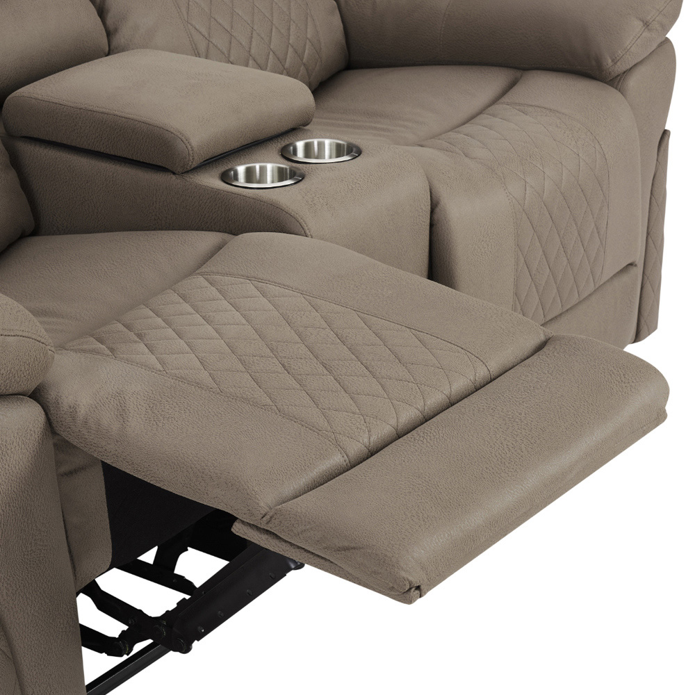 Home Detail Darius 2 Seater Brown Air Leather Manual Recliner Sofa Image 6
