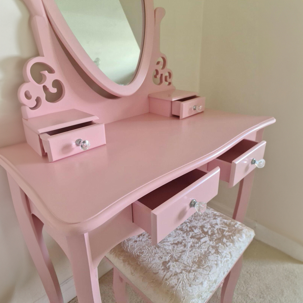 Portland 4 Drawer Pink Dressing Table Set Image 4