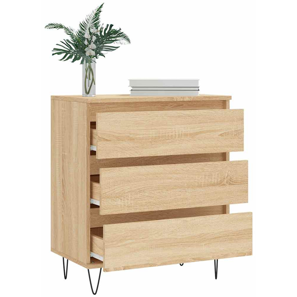 vidaXL 3 Drawer Sonoma Oak Small Sideboard Image 4