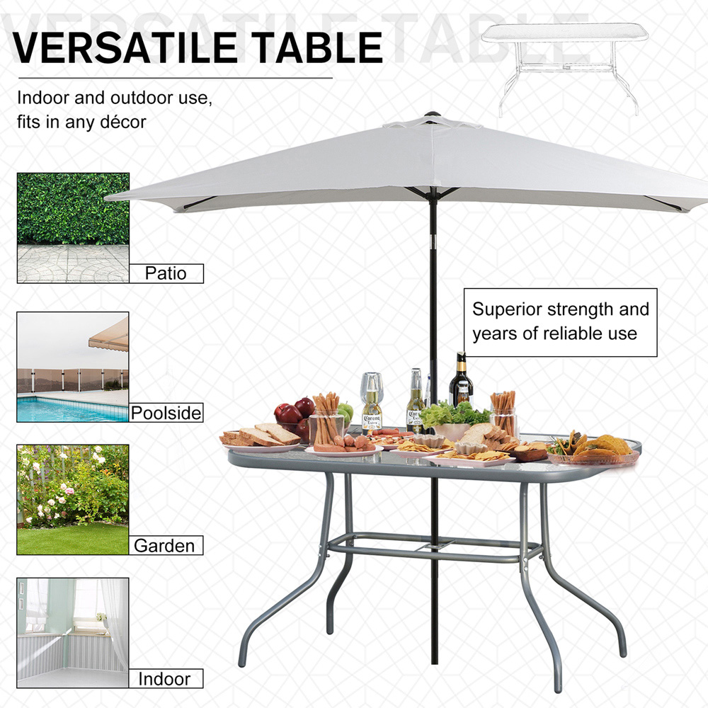 Outsunny Curved Aquatex Glass Garden Table Grey Image 4