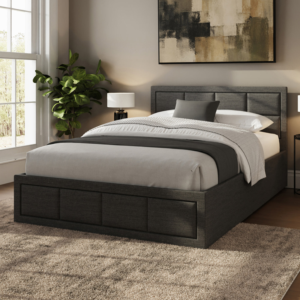 GFW Jamie Small Double Grey End Lift Ottoman Bed with Memory Pocket Spring Mattress Image 1