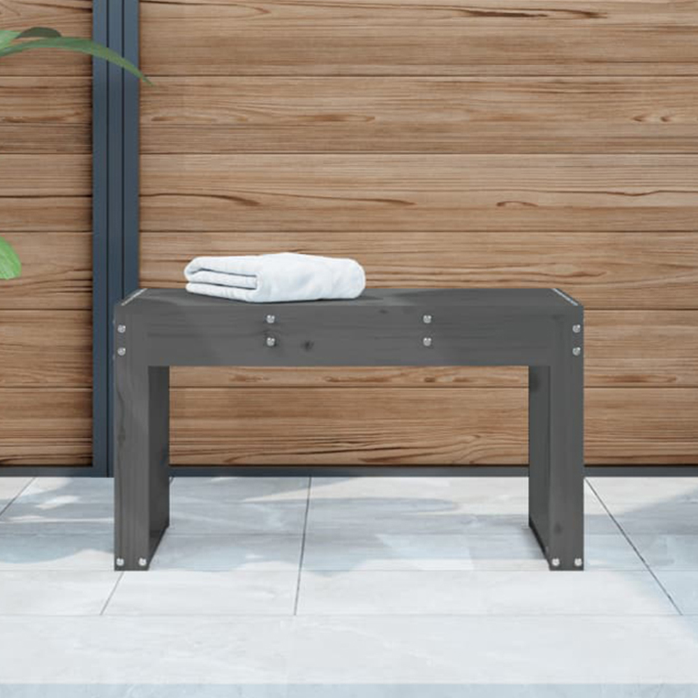 vidaXL Grey Solid Pine Wood Slatted Garden Bench 80 x 38 x 45cm Image 1