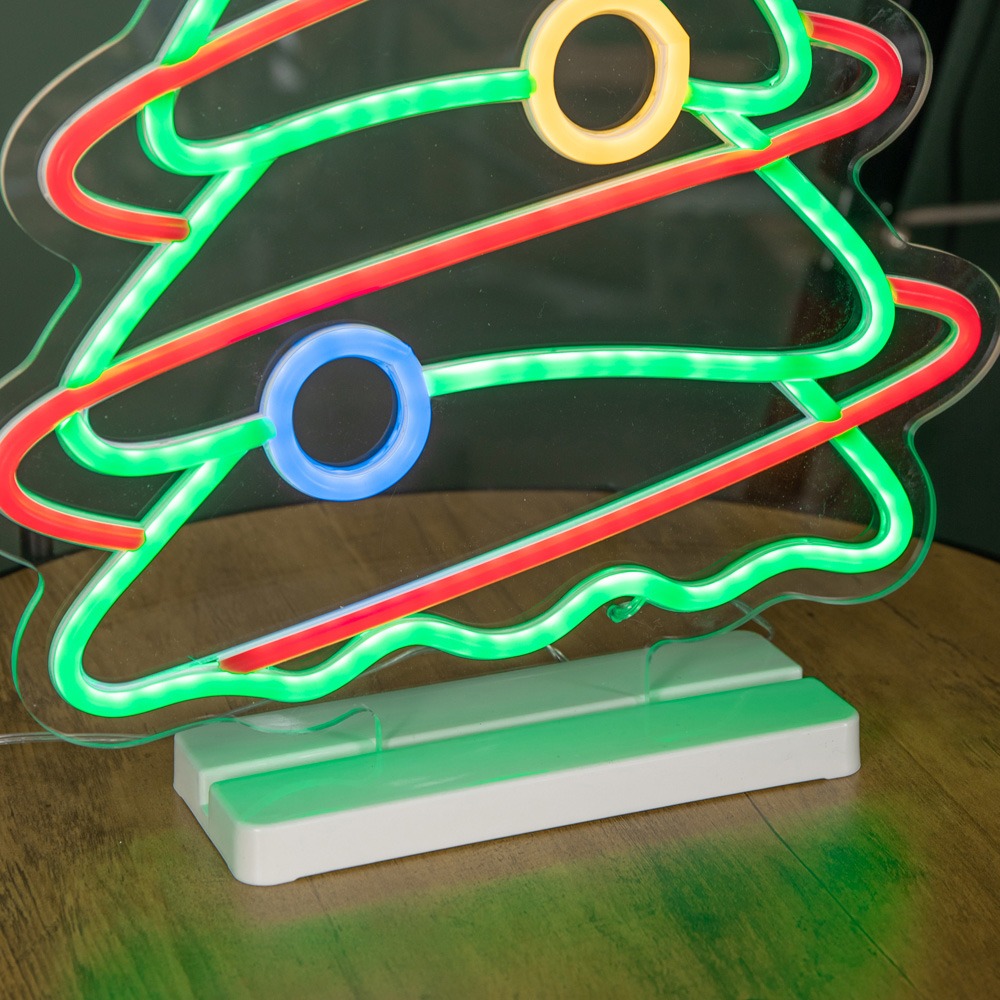 Samuel Alexander Multicolour LED Light Up Neon Christmas Tree Sign with Base Christmas Decoration Image 5