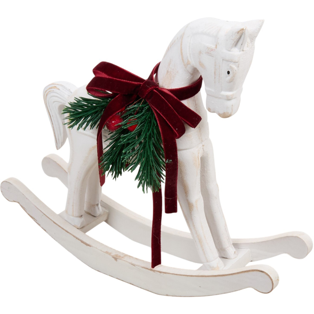 Wooden Decorative Rocking Horse White Image 2
