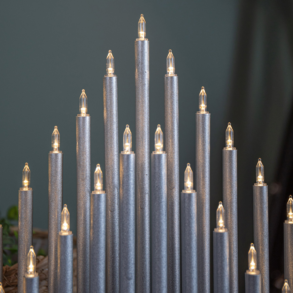 Samuel Alexander 33 Warm White LED Silver Light Up Christmas Candle Bridge 34cm Image 4