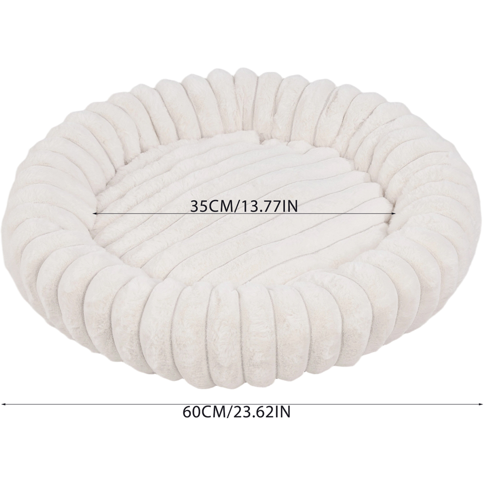 H&O Direct 60cm White Round Soft Warm Pet Bed Image 6