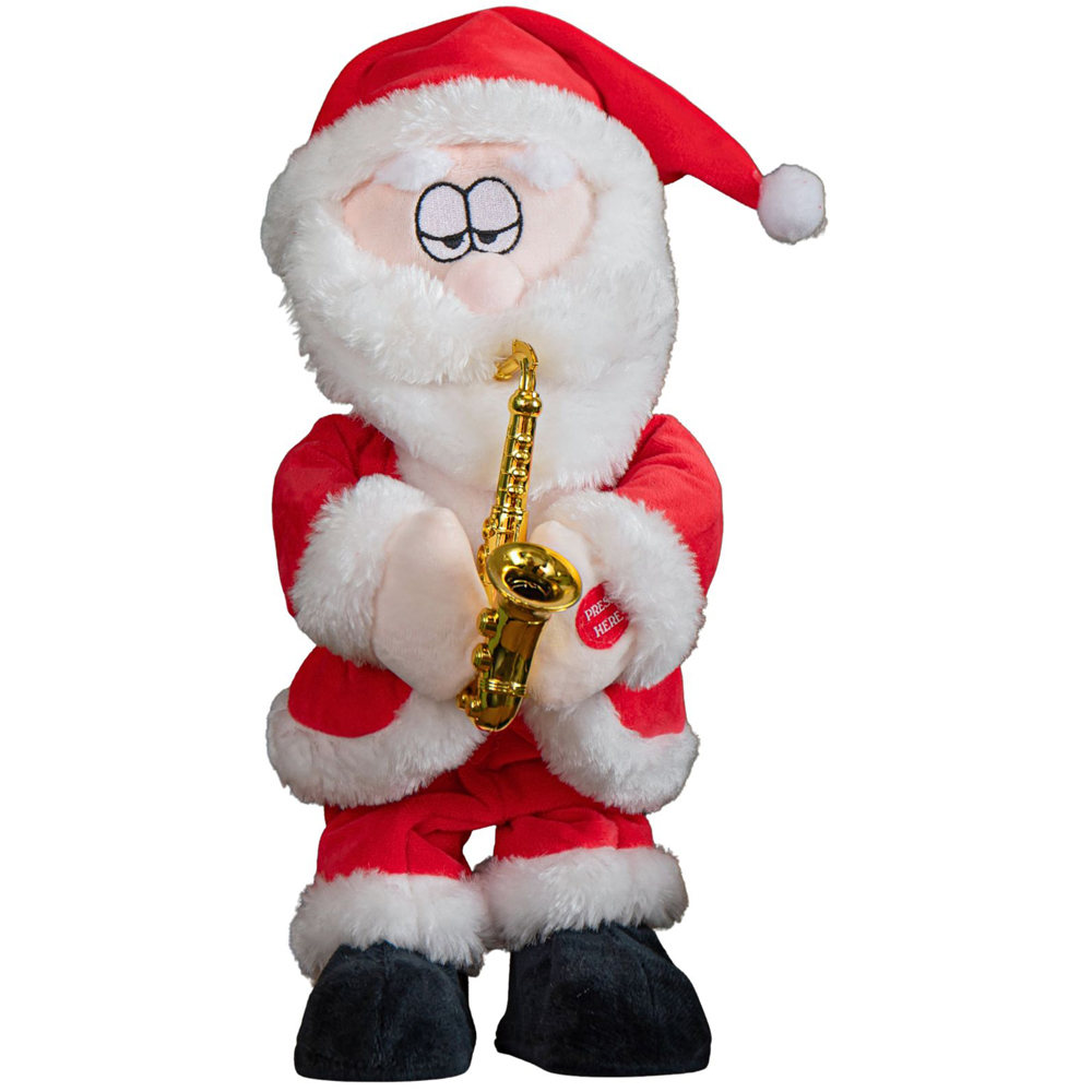 Samuel Alexander Animated Dancing Santa with Saxophone Christmas Decoration 35cm Image