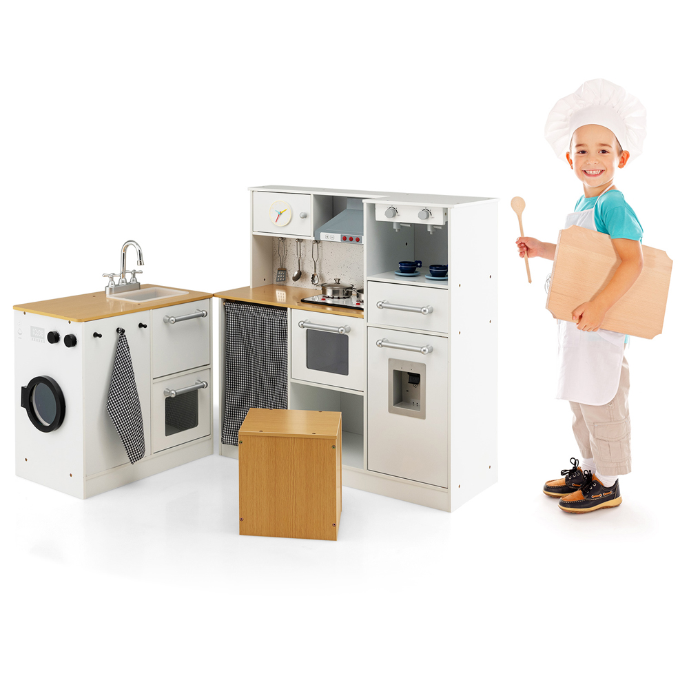 Costway Kids Pretend Play Set with Stool and Sounds Light 2 Piece Image 3