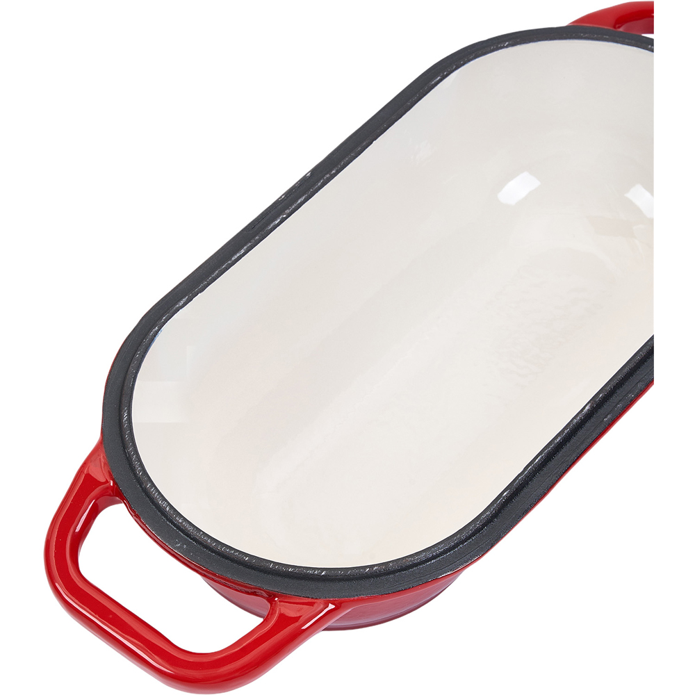 Living and Home Red Oval Enamelled Cast Iron Double Loaf Bread Pot Image 3