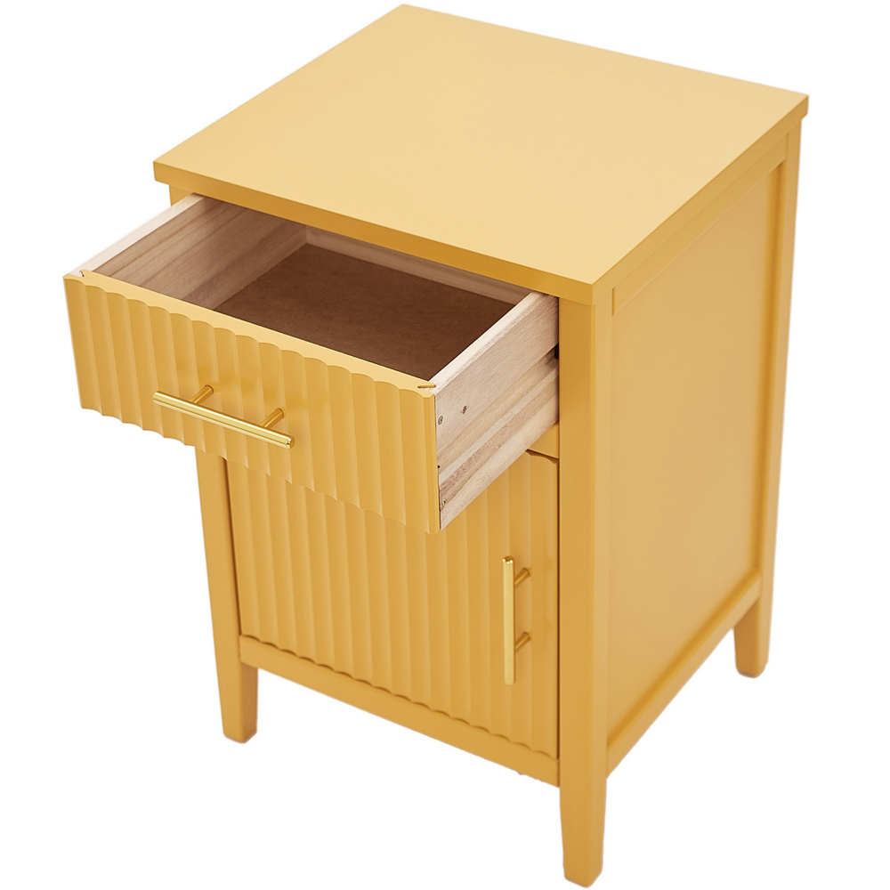 Monti Single Door Single Drawer Mustard Bedside Table Image 5
