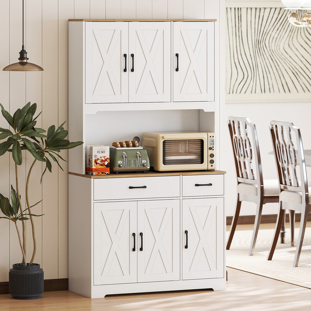 Portland 6 Door 2 Drawer Single Shelf White Tall Kitchen Cupboard Image 1